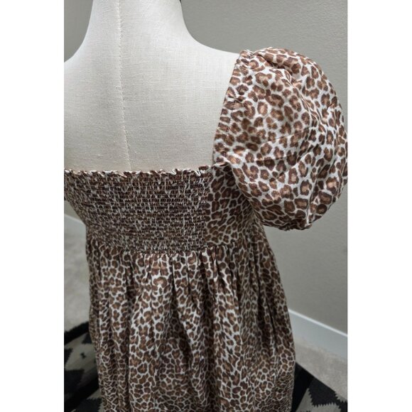 J.Crew Leopard Print Puff Sleeve Smocked Dress Size 12 - Picture 6 of 14